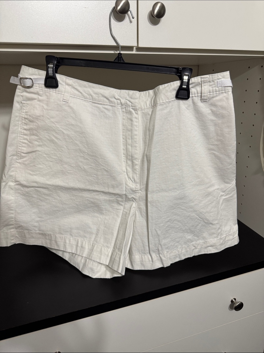 Kim Rogers White Cotton Blend Bermuda Shorts